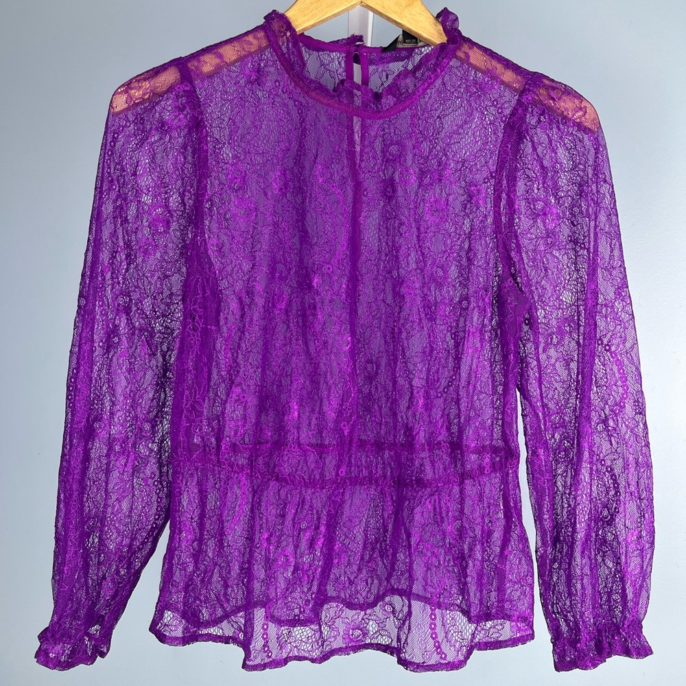 Purple lace romantic long sleeve top
